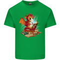 A Book Reading Dragon Bookworm Fantasy Mens Cotton T-Shirt Tee Top Irish Green