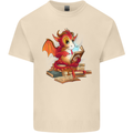 A Book Reading Dragon Bookworm Fantasy Mens Cotton T-Shirt Tee Top Natural