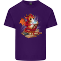 A Book Reading Dragon Bookworm Fantasy Mens Cotton T-Shirt Tee Top Purple