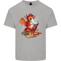 A Book Reading Dragon Bookworm Fantasy Mens Cotton T-Shirt Tee Top Sports Grey