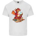 A Book Reading Dragon Bookworm Fantasy Mens Cotton T-Shirt Tee Top White