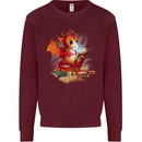 A Book Reading Dragon Bookworm Fantasy Mens Sweatshirt Jumper Maroon