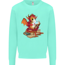 A Book Reading Dragon Bookworm Fantasy Mens Sweatshirt Jumper Peppermint