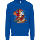 A Book Reading Dragon Bookworm Fantasy Mens Sweatshirt Jumper Royal Blue