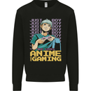 A Boy Who Loves Anime and Gaming Gamer Mens Sweatshirt Jumper Black