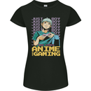 A Boy Who Loves Anime and Gaming Gamer Womens Petite Cut T-Shirt Black