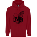 A Butterfly Skull Childrens Kids Hoodie Red