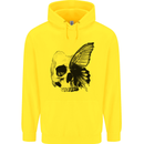A Butterfly Skull Childrens Kids Hoodie Yellow