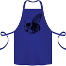 A Butterfly Skull Cotton Apron 100% Organic Royal Blue