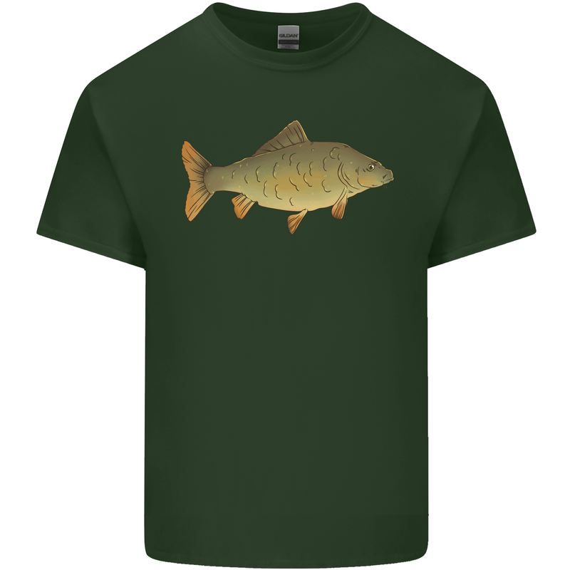 A Carp Fish Fishing Fisherman Mens Cotton T-Shirt Tee Top Forest Green