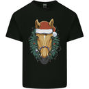 A Christmas Horse Equestrian Mens Cotton T-Shirt Tee Top Black
