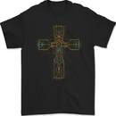 A Circuit Board Cross Gothic Goth Techy Mens Gildan Cotton T-Shirt Black