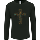 A Circuit Board Cross Gothic Goth Techy Mens Long Sleeve T-Shirt Black