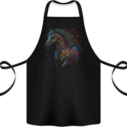 A Colourful Horse With Fantasy Markings Mens Womens Kids Unisex Black Apron 100% Cotton