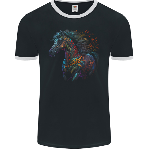 A Colourful Horse With Fantasy Markings Mens Womens Kids Unisex Black Mens Ringer