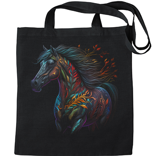 A Colourful Horse With Fantasy Markings Mens Womens Kids Unisex Black Tote Bag