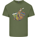 A Colourful Sloth on a Branch Mens Cotton T-Shirt Tee Top Military Green