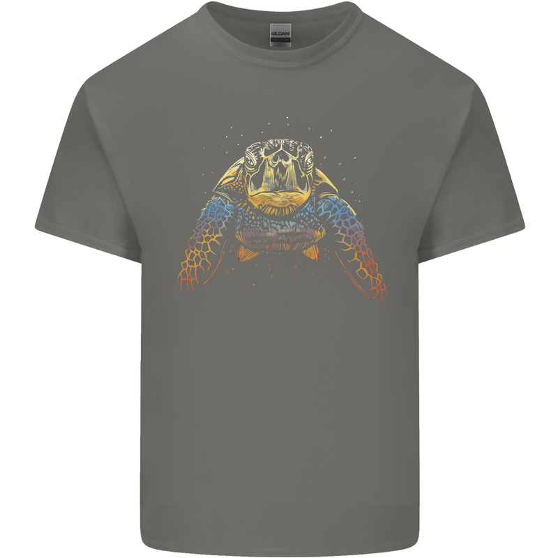 A Colourful Turtle Animals Ecology Ocean Mens Cotton T-Shirt Tee Top Charcoal
