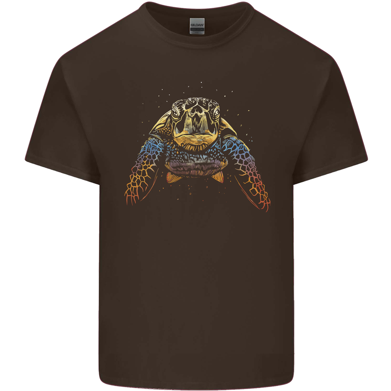 A Colourful Turtle Animals Ecology Ocean Mens Cotton T-Shirt Tee Top Dark Chocolate
