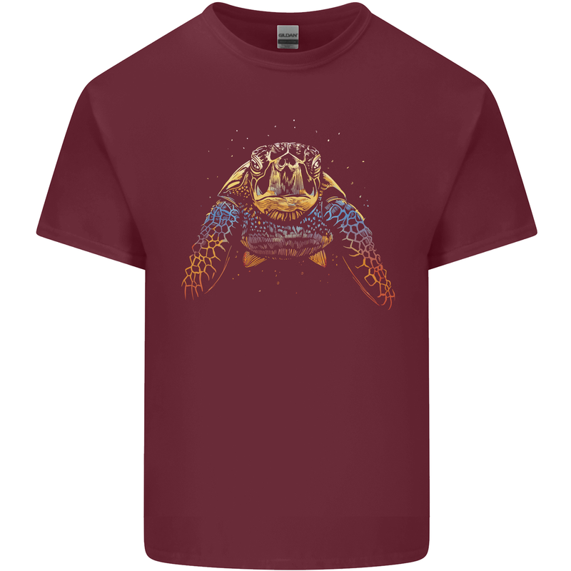 A Colourful Turtle Animals Ecology Ocean Mens Cotton T-Shirt Tee Top Maroon