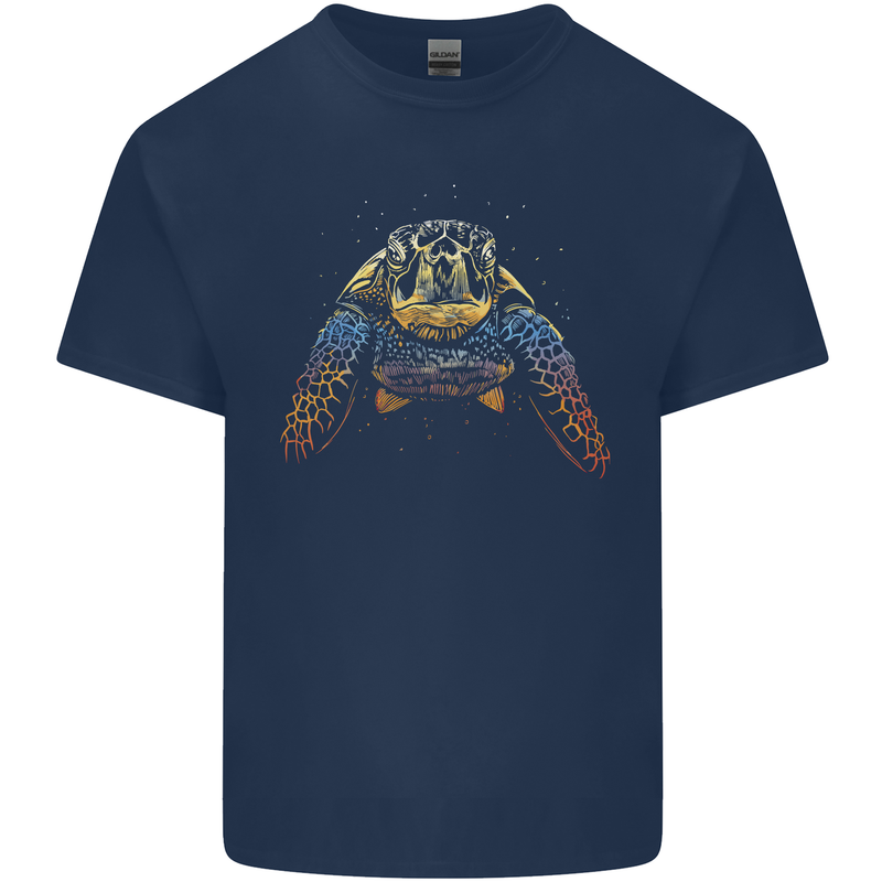 A Colourful Turtle Animals Ecology Ocean Mens Cotton T-Shirt Tee Top Navy Blue