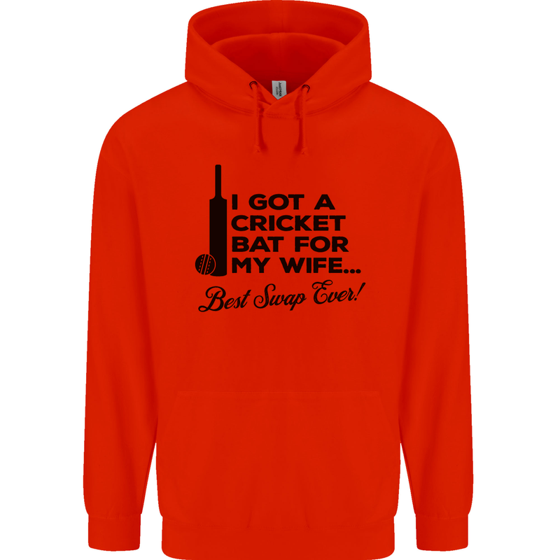 A Cricket Bat for My Wife Best Swap Ever! Mens 80% Cotton Hoodie Bright Red