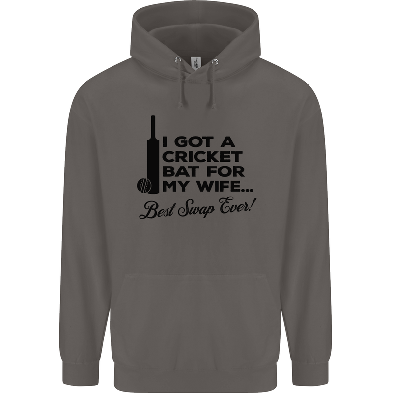 A Cricket Bat for My Wife Best Swap Ever! Mens 80% Cotton Hoodie Charcoal