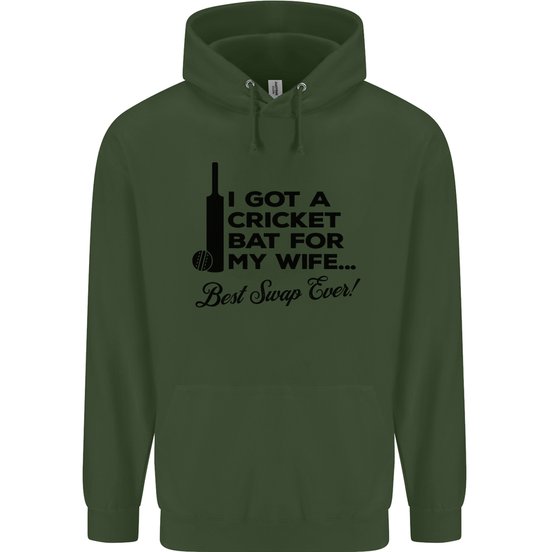 A Cricket Bat for My Wife Best Swap Ever! Mens 80% Cotton Hoodie Forest Green