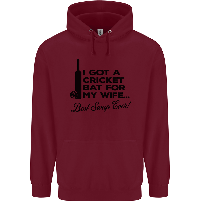 A Cricket Bat for My Wife Best Swap Ever! Mens 80% Cotton Hoodie Maroon