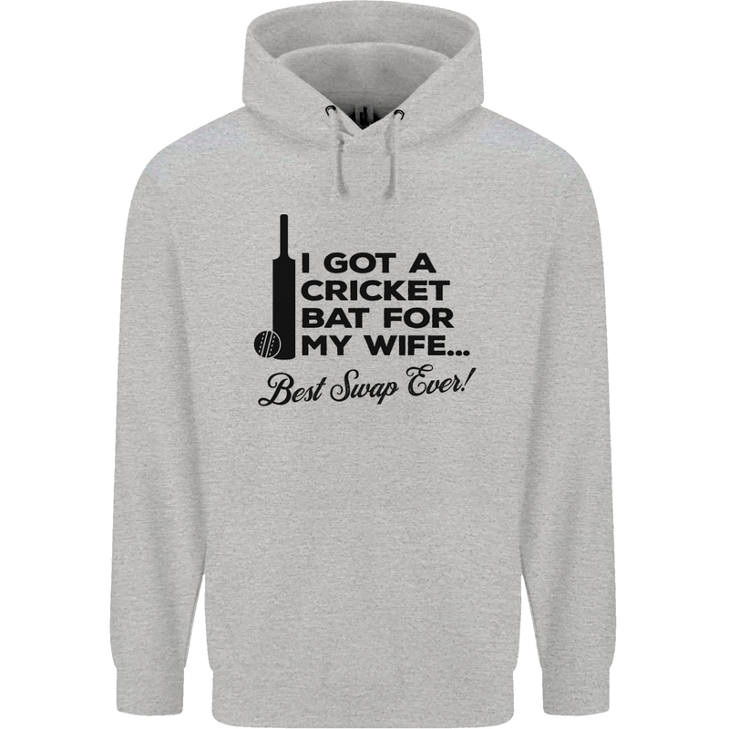 A Cricket Bat for My Wife Best Swap Ever! Mens 80% Cotton Hoodie Sports Grey