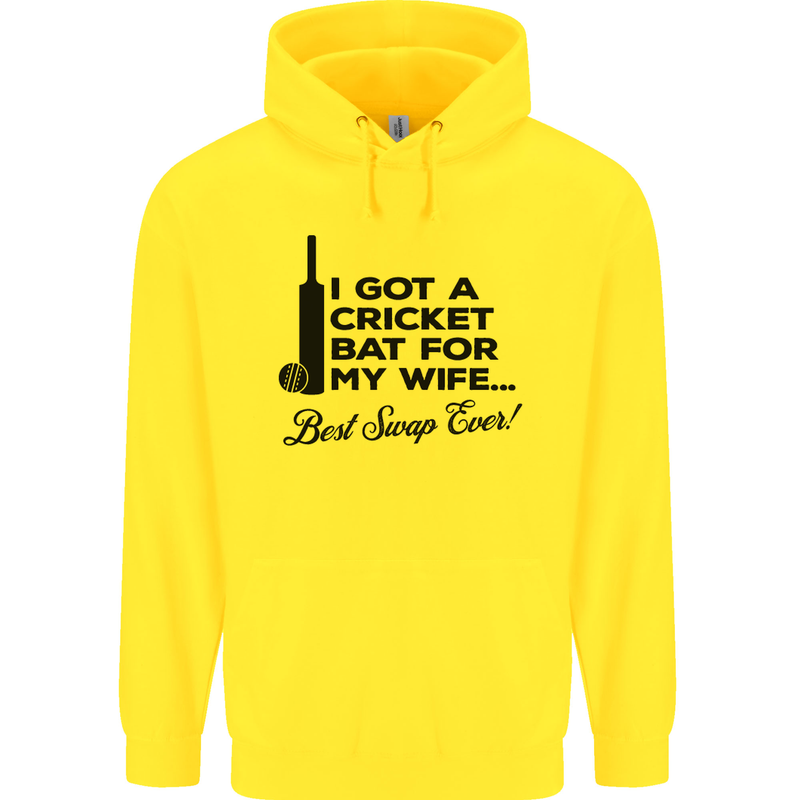 A Cricket Bat for My Wife Best Swap Ever! Mens 80% Cotton Hoodie Yellow