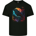 A Crow With a Fantasy Moon Mens Cotton T-Shirt Tee Top BLACK