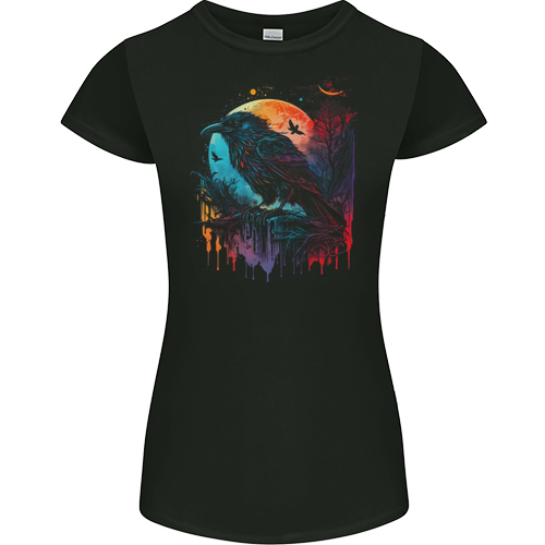 A Crow With a Fantasy Moon Mens Womens Kids Unisex Black Womens Junior Fit