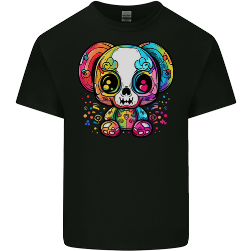 A Cute Teddy Bear Demon Skull Mens Womens Kids Unisex Black Kids T-Shirt