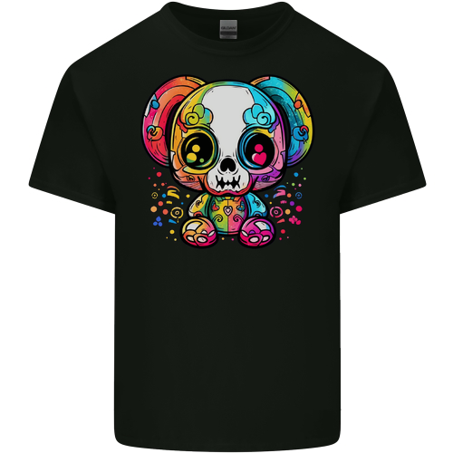 A Cute Teddy Bear Demon Skull Mens Womens Kids Unisex Black Mens T-Shirt