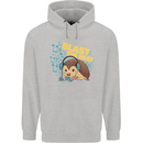 A DJ Hedgehog Headphones Pop Music Mens 80% Cotton Hoodie Sports Grey