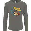 A DJ Hedgehog Headphones Pop Music Mens Long Sleeve T-Shirt Charcoal