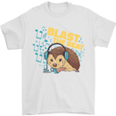 A DJ Hedgehog Headphones Pop Music Mens T-Shirt 100% Cotton White