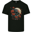 A Dark Fantasy Skull With Roses and Moon Kids T-Shirt Childrens Black