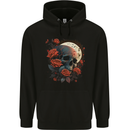 A Dark Fantasy Skull With Roses and Moon Mens 80% Cotton Hoodie Black