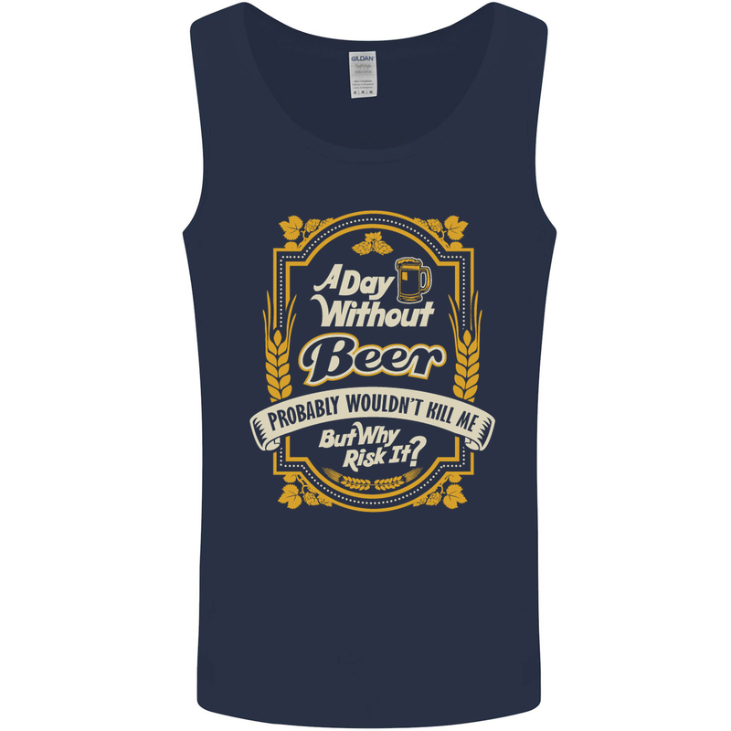 A Day Without Beer? Funny Alcohol Mens Vest Tank Top Navy Blue