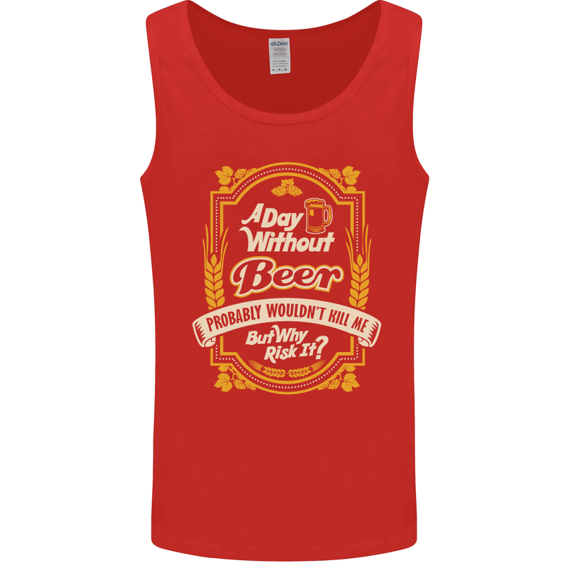 A Day Without Beer? Funny Alcohol Mens Vest Tank Top Red