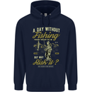 A Day Without Fishing Funny Fisherman Childrens Kids Hoodie Navy Blue