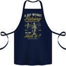 A Day Without Fishing Funny Fisherman Cotton Apron 100% Organic Navy Blue