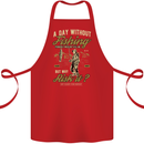 A Day Without Fishing Funny Fisherman Cotton Apron 100% Organic Red