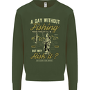 A Day Without Fishing Funny Fisherman Kids Sweatshirt Jumper Forest Green