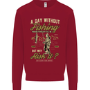 A Day Without Fishing Funny Fisherman Kids Sweatshirt Jumper Red