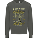 A Day Without Fishing Funny Fisherman Kids Sweatshirt Jumper Storm Grey