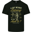 A Day Without Fishing Funny Fisherman Kids T-Shirt Childrens Black