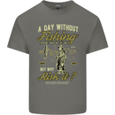A Day Without Fishing Funny Fisherman Kids T-Shirt Childrens Charcoal